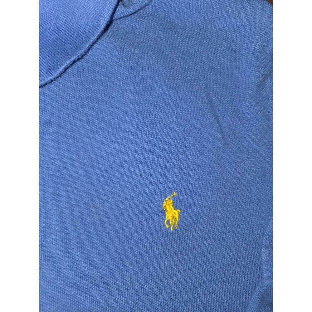 Ralph Lauren Boys L 14-16 Long Sleeve Blue Mesh Polo Shirt
